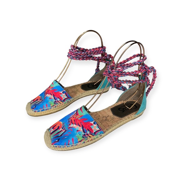 Circus by Sam Edelman Lenora Ankle Wrap Espadrille Sandals Colorful Palm 8.5 - Picture 7 of 10